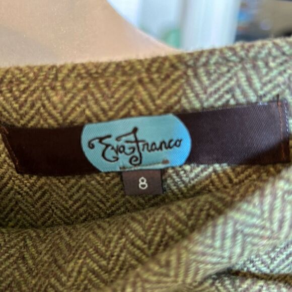 Eva Franco Anthropologie Womens Size 8 Green Tweed Faux Wrap Midi Skirt NWOT - Picture 3 of 5